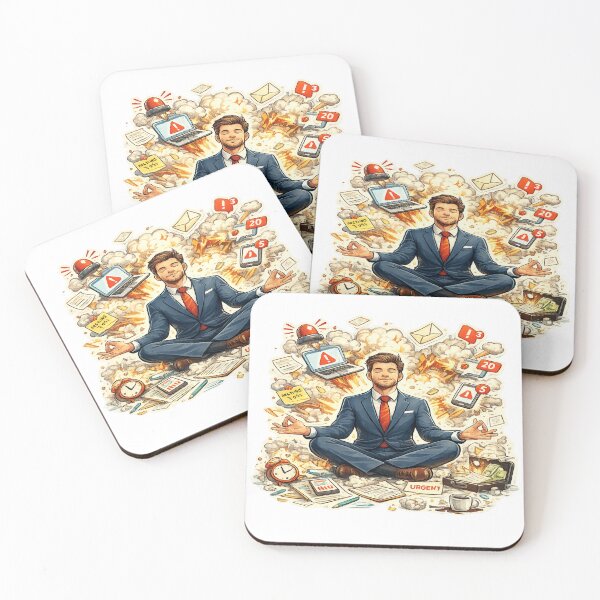 Item preview, Mindful Businessman Meditating Among Money & Paperwork – Funny Entrepreneur Office Art designed and sold by ArtByTripti.