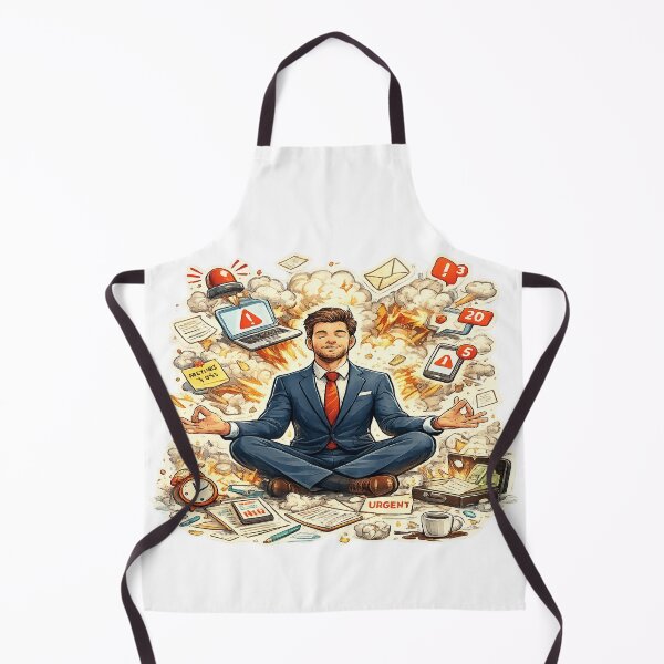 Item preview, Mindful Businessman Meditating Among Money & Paperwork – Funny Entrepreneur Office Art designed and sold by ArtByTripti.