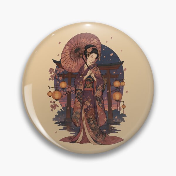 Item preview, Geisha with Parasol at Torii Gate - Kimono Maiko Japanese Lantern Art designed and sold by Knacky Print.