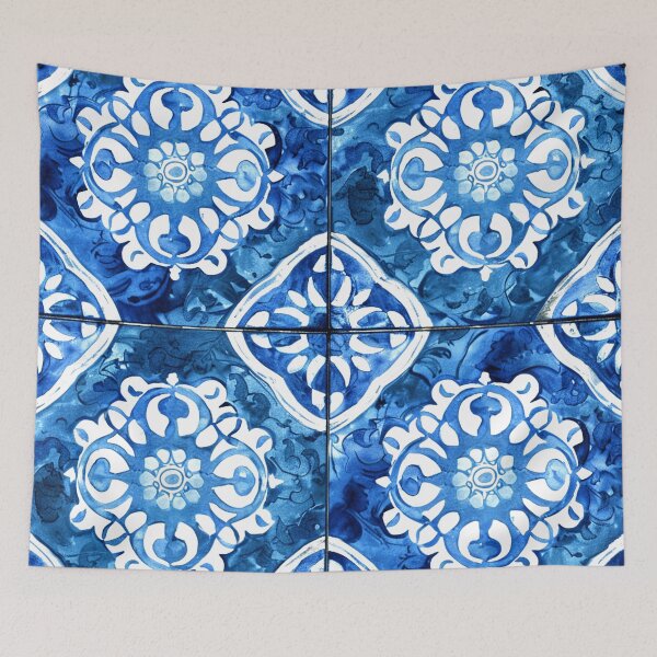 Item preview, Mediterranean Vintage Tile-Inspired Blue And White Pattern designed and sold by DEC02.