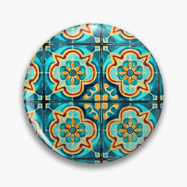 Item preview, Mediterranean Vintage Tile-Inspired Blue Distressed Design Art designed and sold by DEC02.