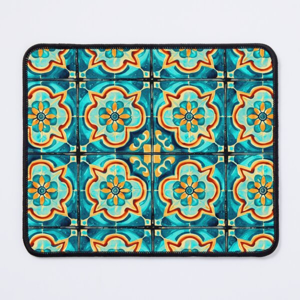Item preview, Mediterranean Vintage Tile-Inspired Blue Distressed Design Art designed and sold by DEC02.