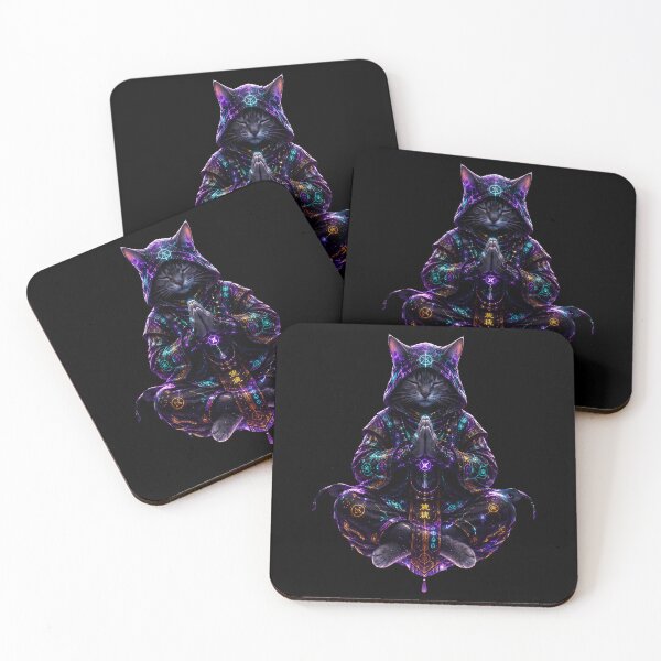 Item preview, Neon Zen Cat – Mystic Cyber Guardian designed and sold by Neon Riot Studio.