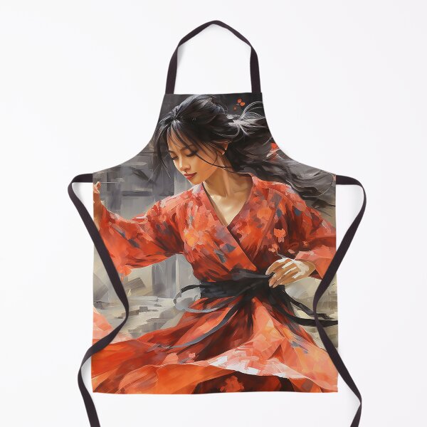 Item preview, Scarlet Sway - An Asian Woman Twirling In A Red Kimono - Asian Art - Watercolor Art designed and sold by CastleBySea.