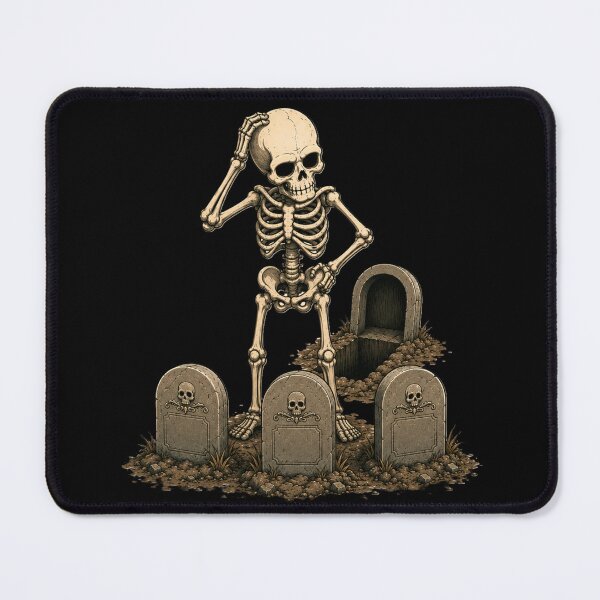 Item preview, Funny Halloween Skeleton Lost His Grave – Spooky Cartoon Cemetery designed and sold by Golden Ember Studio.