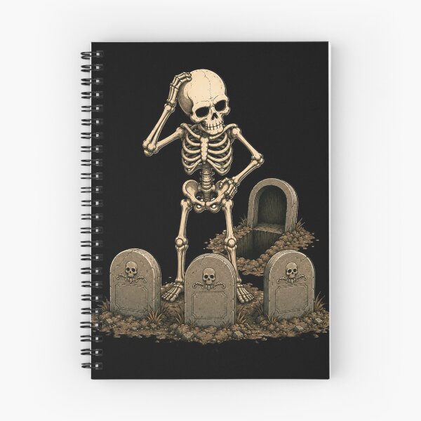 Item preview, Funny Halloween Skeleton Lost His Grave – Spooky Cartoon Cemetery designed and sold by Golden Ember Studio.