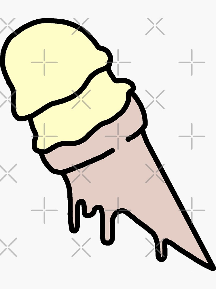 "Dripping Cone Ice Cream Yellow" Sticker by Rocket-To ...