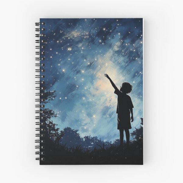 Item preview, Starlit Reach - Silhouette Of A Boy Reaching Up To A Starlit Sky - Children Art - Watercolor Art designed and sold by CastleBySea.