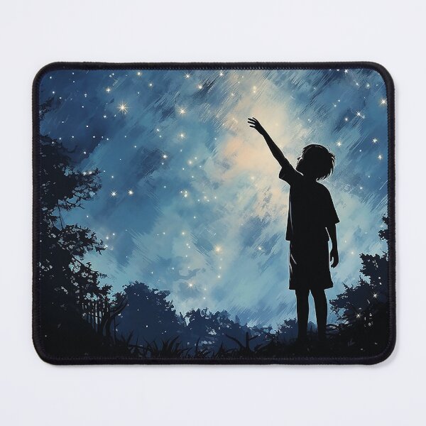 Item preview, Starlit Reach - Silhouette Of A Boy Reaching Up To A Starlit Sky - Children Art - Watercolor Art designed and sold by CastleBySea.