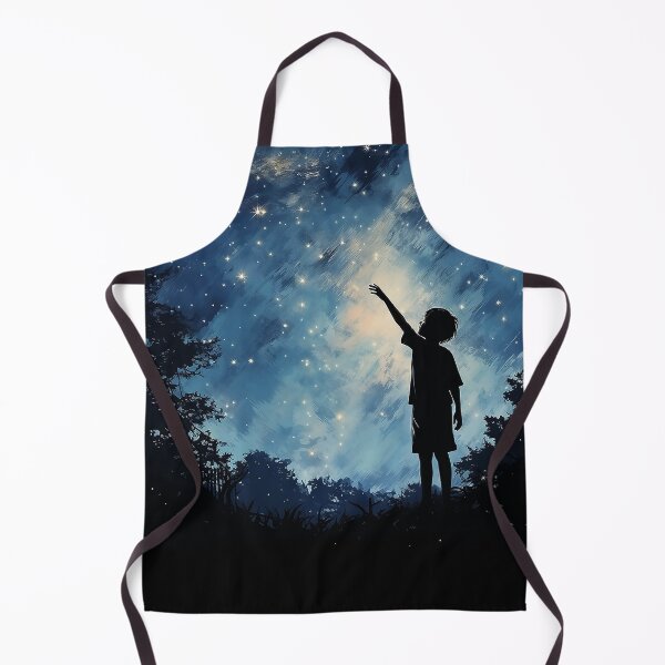 Item preview, Starlit Reach - Silhouette Of A Boy Reaching Up To A Starlit Sky - Children Art - Watercolor Art designed and sold by CastleBySea.