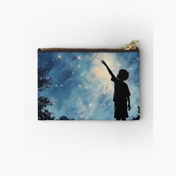 Item preview, Starlit Reach - Silhouette Of A Boy Reaching Up To A Starlit Sky - Children Art - Watercolor Art designed and sold by CastleBySea.