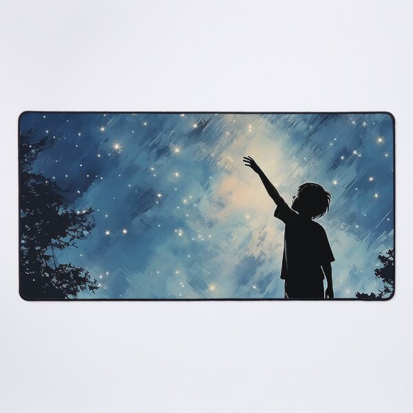 Item preview, Starlit Reach - Silhouette Of A Boy Reaching Up To A Starlit Sky - Children Art - Watercolor Art designed and sold by CastleBySea.