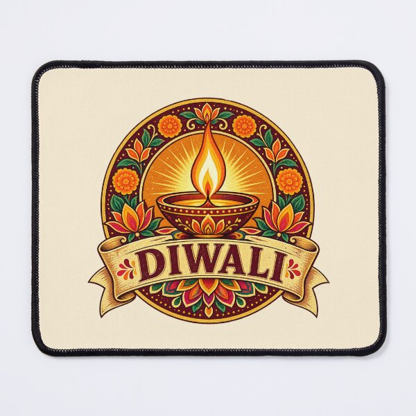 Item preview, Diwali Diya Retro Badge – Vintage Festival of Lights Design designed and sold by Globalcitytees.