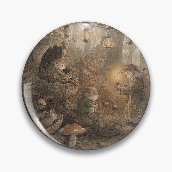 Item preview, Moth Folk Lighting the Forest Lanterns at Dusk designed and sold by PictorialWhimsy.