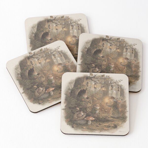 Item preview, Moth Folk Lighting the Forest Lanterns at Dusk designed and sold by PictorialWhimsy.