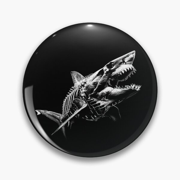 Item preview, Shark Skeleton Black and White Ocean Predator Gothic Marine Art Design designed and sold by inkoutninja.