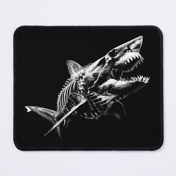 Item preview, Shark Skeleton Black and White Ocean Predator Gothic Marine Art Design designed and sold by inkoutninja.