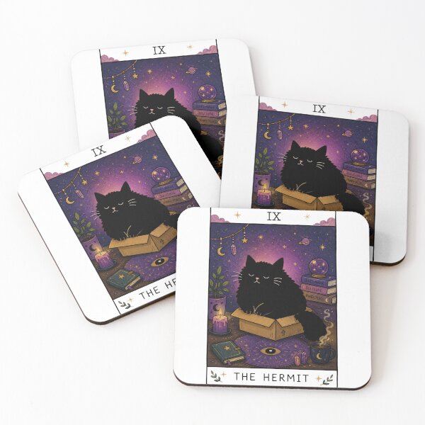 Item preview, The Hermit Tarot Card Black Cat designed and sold by MonkiFlipp.