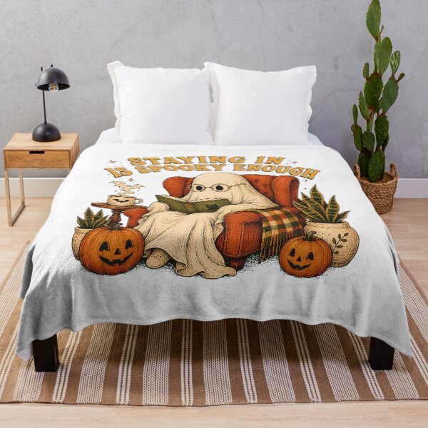 Item preview, Spooky Season Bookworm Ghost Staying In Cozy Halloween designed and sold by chattsuede.