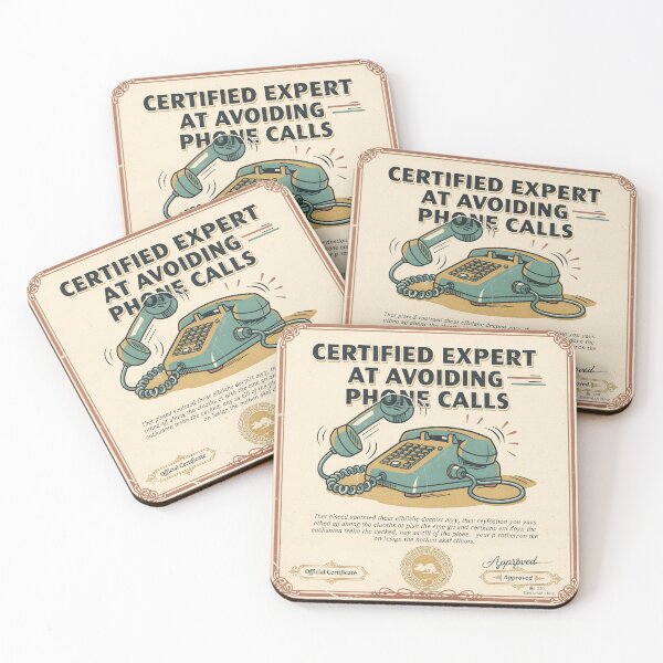 Item preview, Certified Expert at Avoiding Phone Calls Retro Poster designed and sold by PictorialWhimsy.