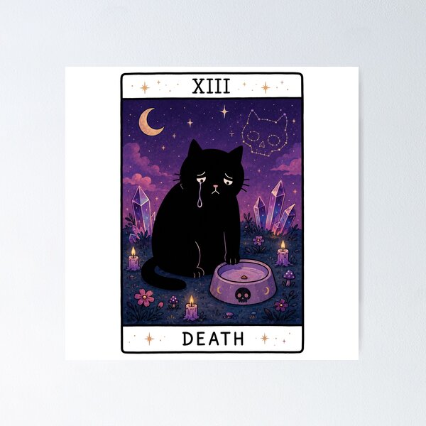 Item preview, Death Tarot Card Black Cat designed and sold by MonkiFlipp.