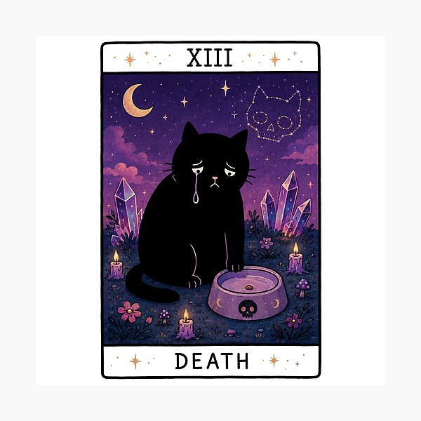 Item preview, Death Tarot Card Black Cat designed and sold by MonkiFlipp.