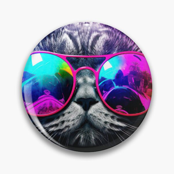 Item preview, Vibrant Neon-Colored Cool Cat With Pink Sunglasses designed and sold by DEC02.