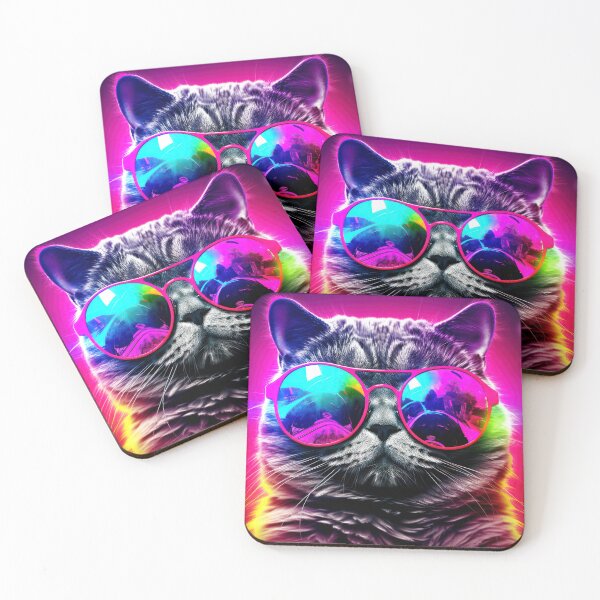 Item preview, Vibrant Neon-Colored Cool Cat With Pink Sunglasses designed and sold by DEC02.
