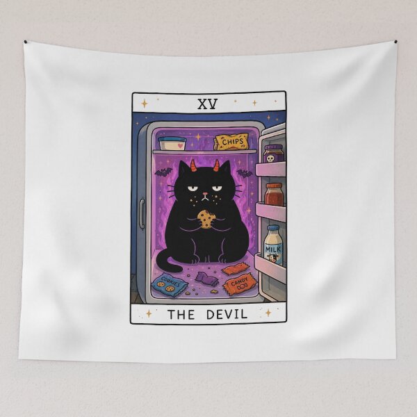 Item preview, The Devil Tarot Card Black Cat designed and sold by MonkiFlipp.