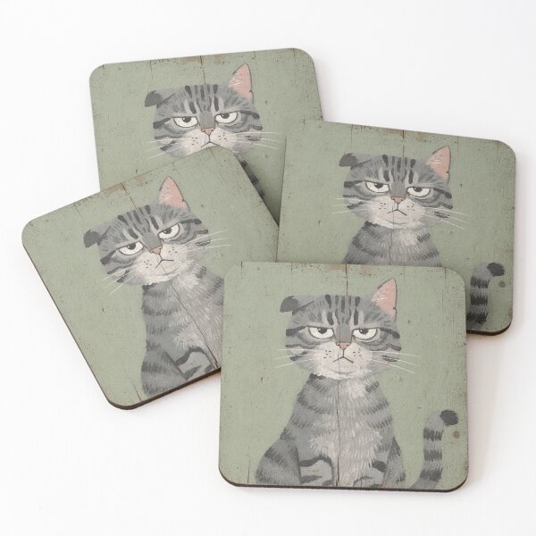 Item preview, Unimpressed Grey Tabby with a Folded Ear Folk Art designed and sold by PictorialWhimsy.