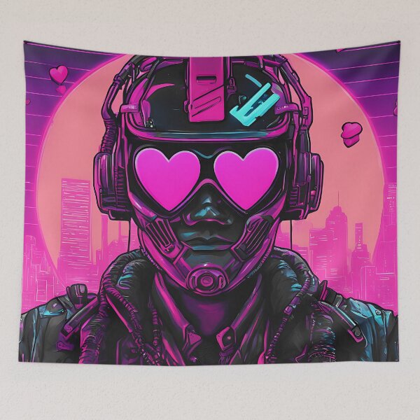 Item preview, Cyberpunk Robot, Black Leather Jacket, And Pink Headphones  designed and sold by DEC02.