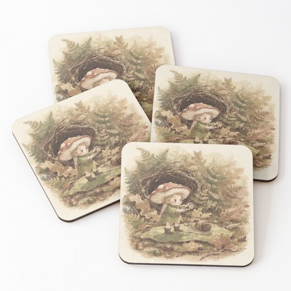 Item preview, Mushroom Sprite Teaching a Snail to Waltz designed and sold by PictorialWhimsy.