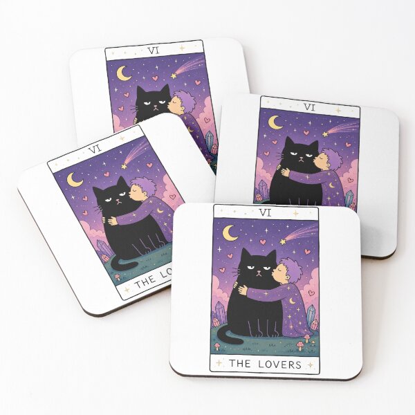 Item preview, The Lovers Tarot Card Black Cat designed and sold by MonkiFlipp.