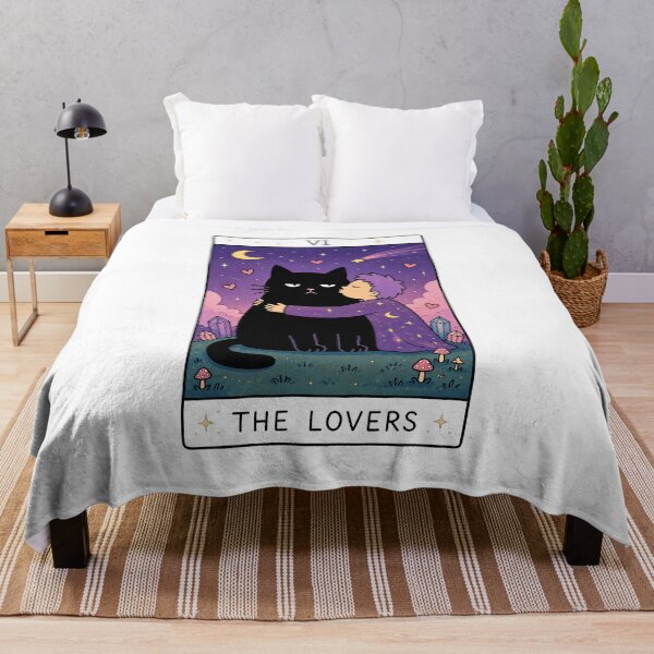 Item preview, The Lovers Tarot Card Black Cat designed and sold by MonkiFlipp.