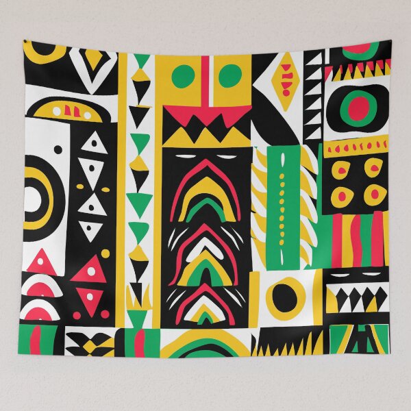 Aperçu de l'œuvre Motifs africains de Kwanzaa en jaune, rouge, vert et noir créée et vendue par DEC02.