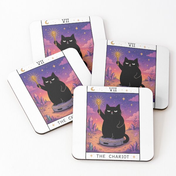 Item preview, The Chariot Tarot Card Black Cat designed and sold by MonkiFlipp.