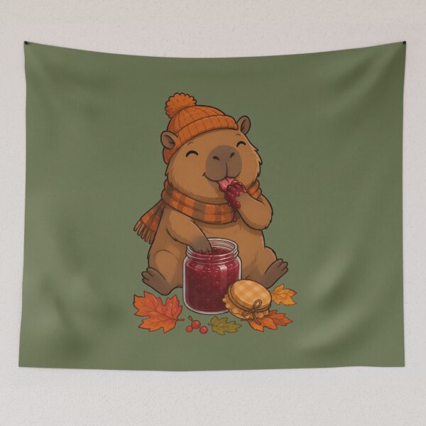 Item preview, Autumn Capybara Cranberry Jam designed and sold by Ivy-Triggs.