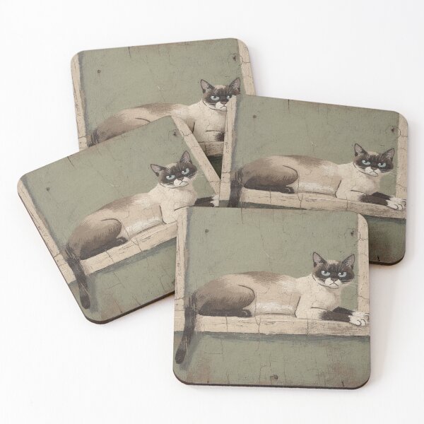 Item preview, Disapproving Siamese on the Windowsill Folk Art designed and sold by PictorialWhimsy.