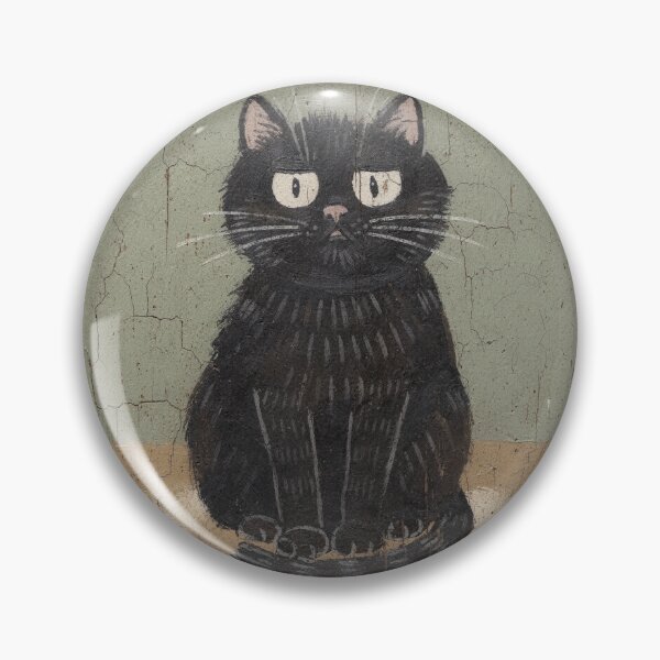 Item preview, Round Black Cat in a Patch of Moonlight Folk Art designed and sold by PictorialWhimsy.