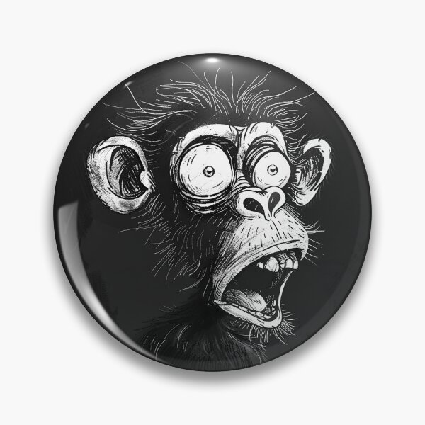 Item preview, Shocked Monkey Face Black and White Funny Primate Reaction Art Design designed and sold by inkoutninja.