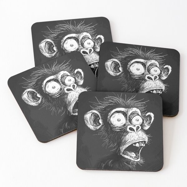 Item preview, Shocked Monkey Face Black and White Funny Primate Reaction Art Design designed and sold by inkoutninja.