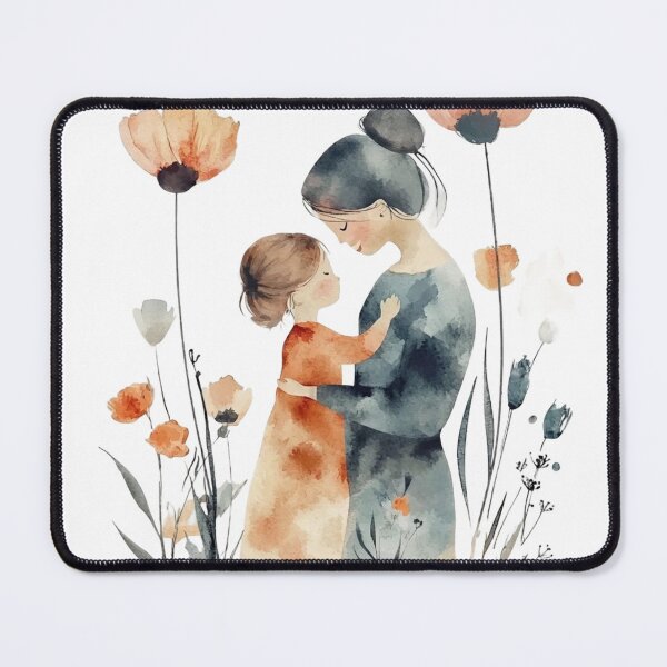 Item preview, Mother and Child in Floral Meadow Watercolor Art designed and sold by KLSRAJ.