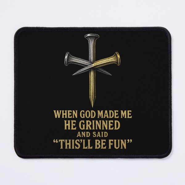 Item preview, When God Made Me He Grinned This'll Be Fun Nail Cross designed and sold by CF_VintageDesign.