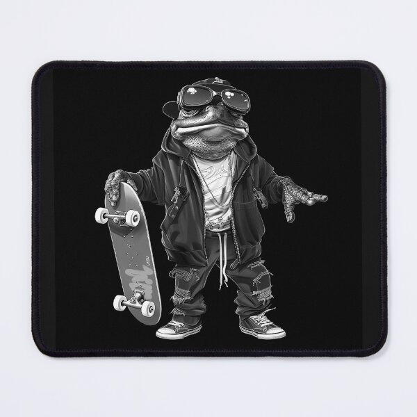 Item preview, Skater Frog with Skateboard Sunglasses and Streetwear Black and White Art designed and sold by inkoutninja.