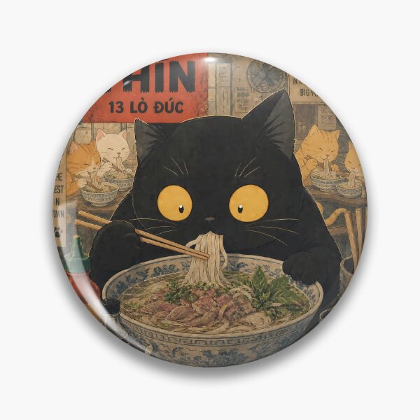 Item preview, Cat Eating Pho - Vintage Vietnamese Food Retro designed and sold by PurrfectHome.