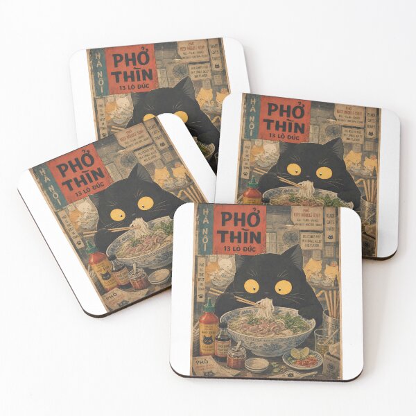 Item preview, Cat Eating Pho - Vintage Vietnamese Food Retro designed and sold by PurrfectHome.