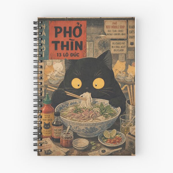 Item preview, Cat Eating Pho - Vintage Vietnamese Food Retro designed and sold by PurrfectHome.
