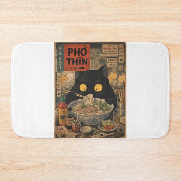 Item preview, Cat Eating Pho - Vintage Vietnamese Food Retro designed and sold by PurrfectHome.