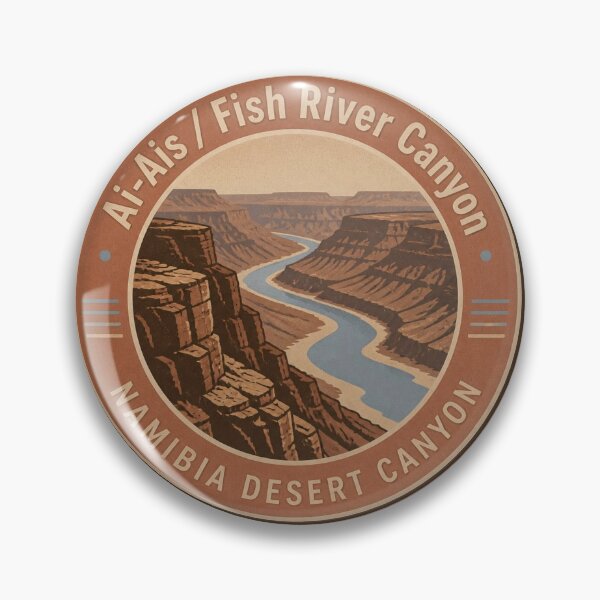 Item preview, Ai‑Ais Fish River Canyon Namibia Desert Canyon Round Badge designed and sold by The Digital Compass.