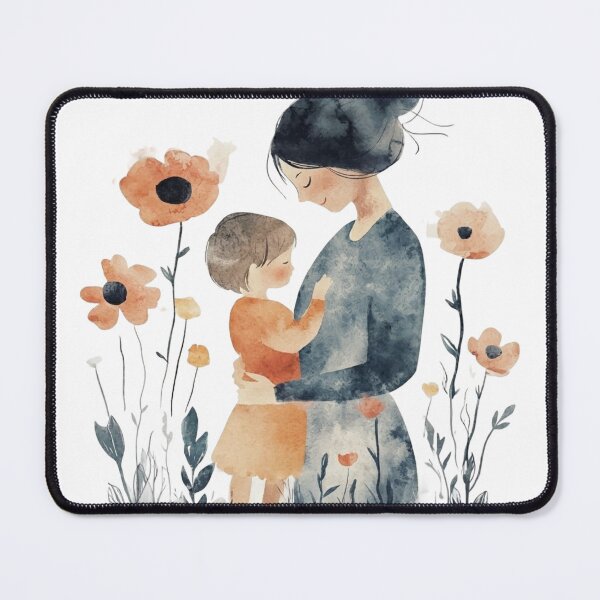 Item preview, Gentle Mother and Child Poppy Garden Watercolor Art designed and sold by KLSRAJ.